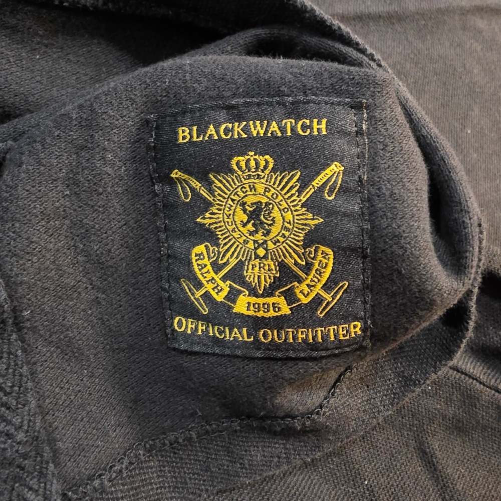 VTG Polo Ralph Lauren Mens Blackwatch Big Pony Crest Polo Shirt Black Med #3 - Picture 6 of 9